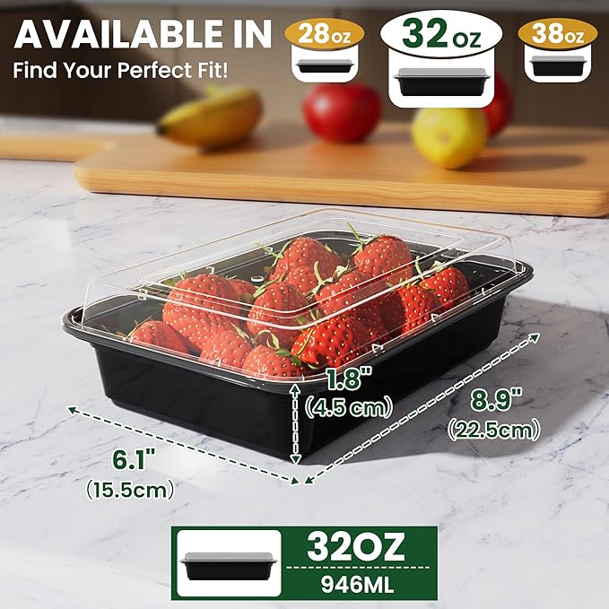 32oz Meal Prep Containers, Reusable Bento Box