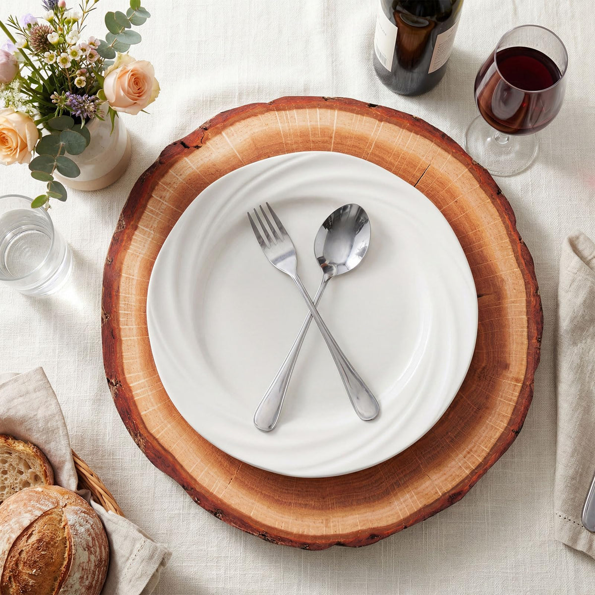60 Pcs Wood Placemats, 13.5 Inch Disposable Paper Placemats Rustic Wedding Decor,Brown Round Table Mats Bulk for Table Setting Farmhouse Wedding Banquet Dinner Party Decor