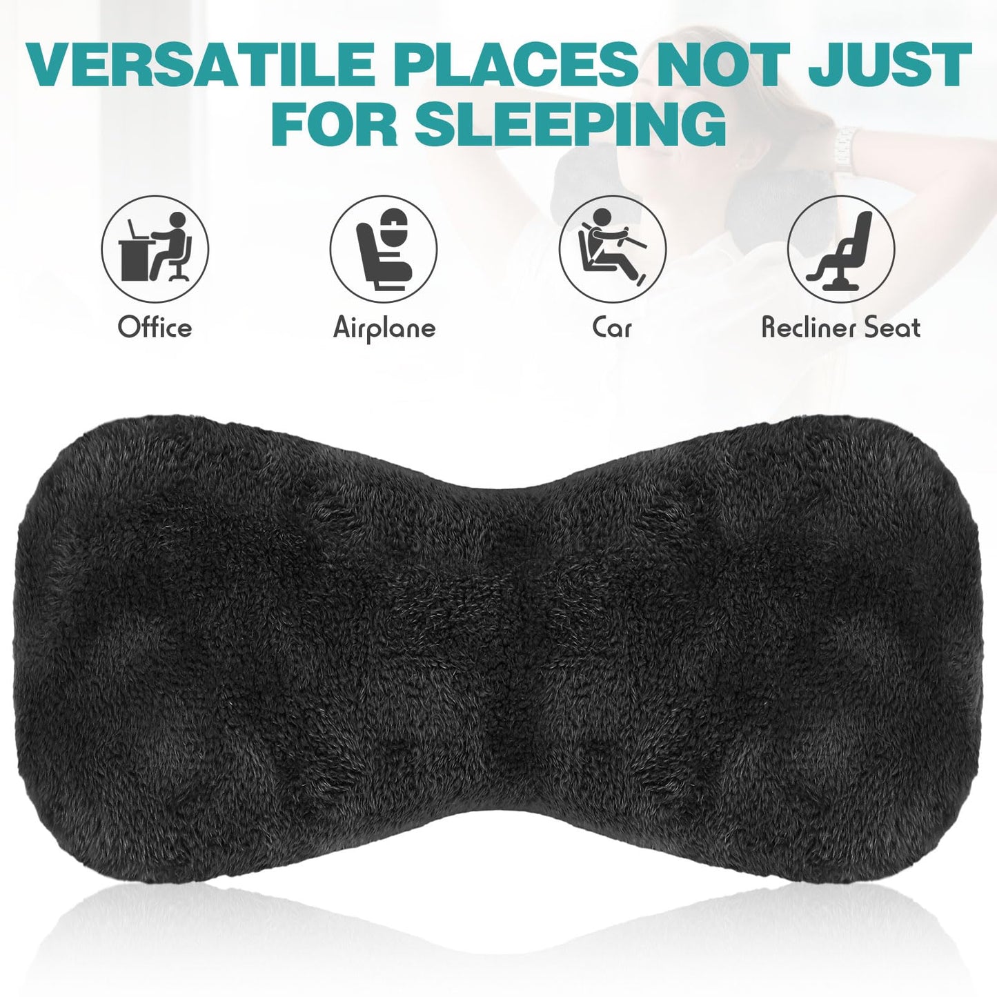 1 Pc Neck Pillow for Recliner Headrest Pillow Bone Shaped Chair Plush with Adjustable Strap Neck Support and Pain Relief Curve Head Cushion for Car Travel Airplane (Grey)