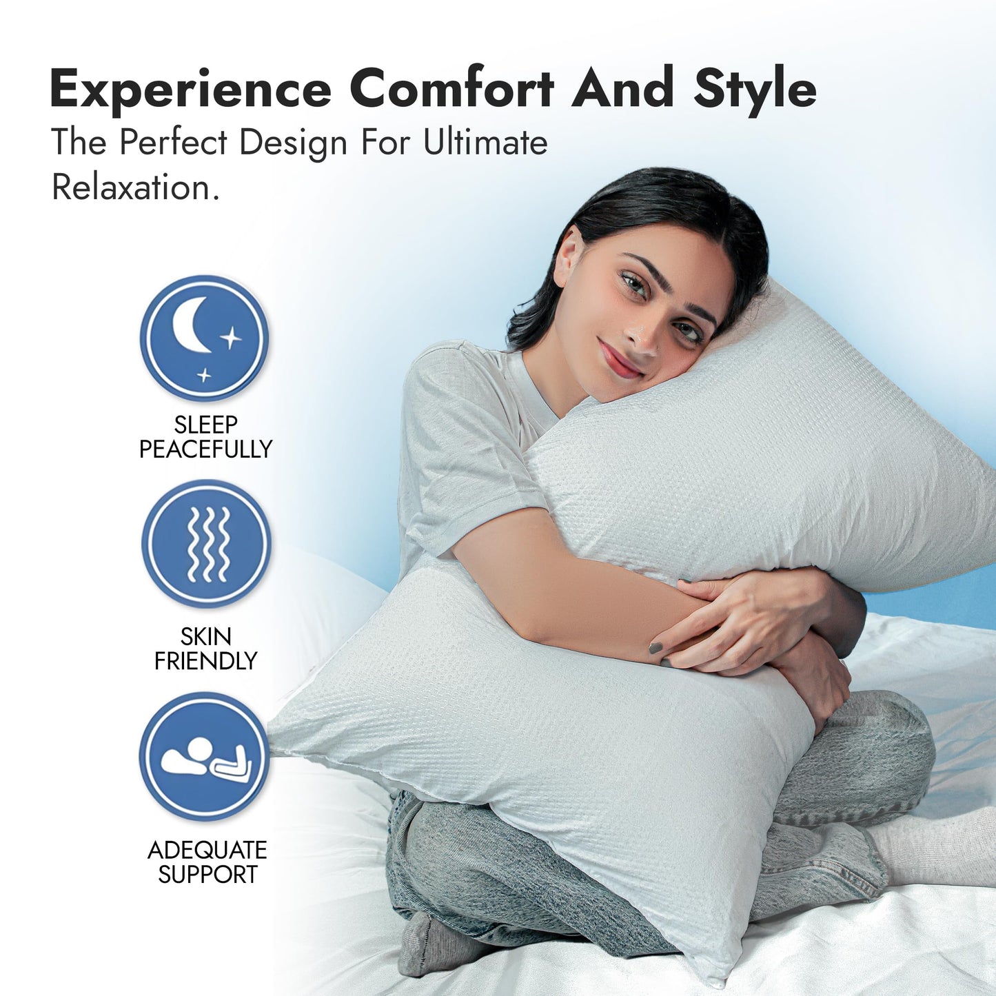 Adam Home Premium Pillows 2 Pack Hotel Quality with Breathable Cover – Bouncy Side Sleeper Pillow for Neck and Shoulder Pain – Quick Rebound & Dust Proof Hotel Pillows, Made in UK, (48x74 cm)