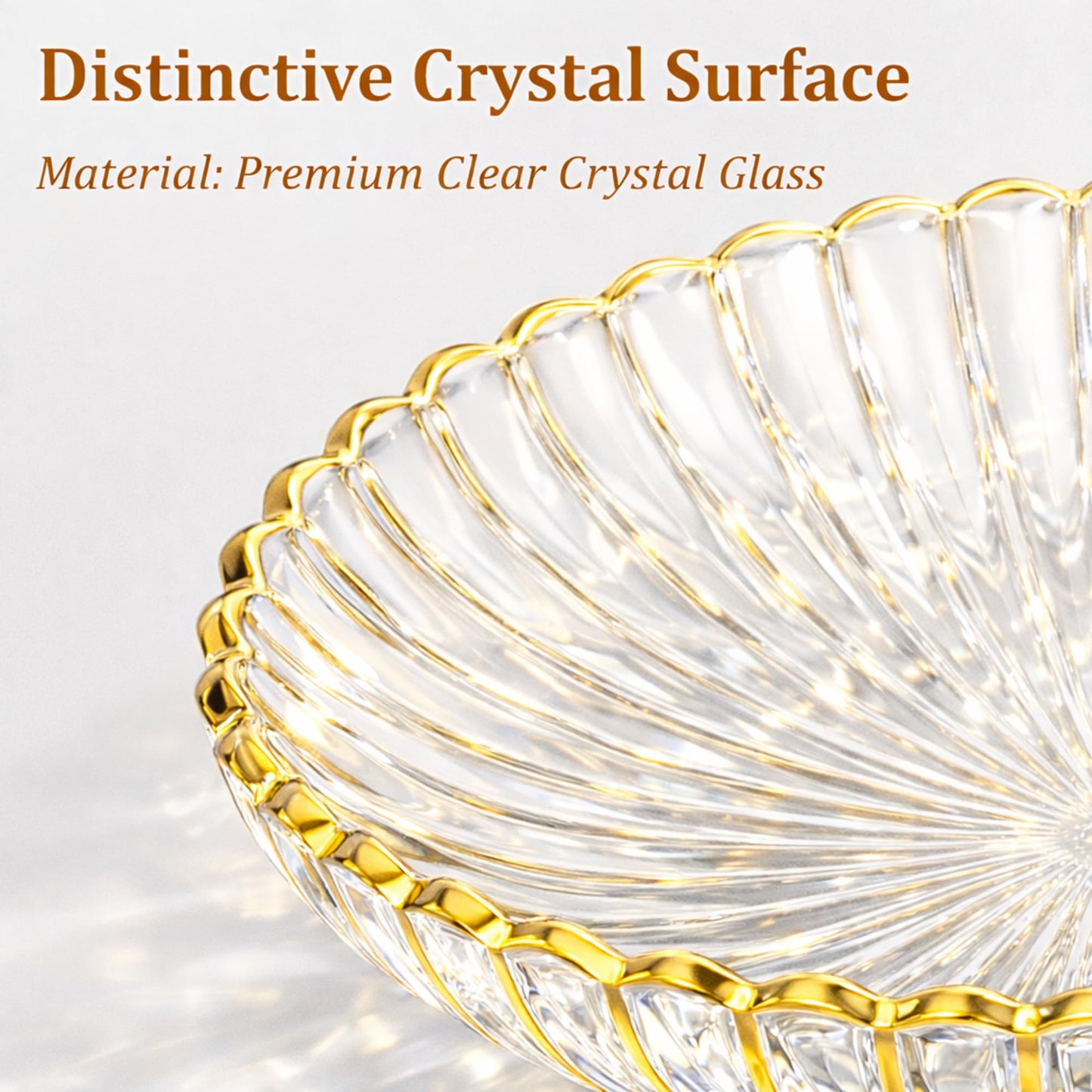 Yiyiring Gold Large Decorative Bowl 11'' Hand-painted Ruffle Decorative Bowl Glass Fruit Bowls Crystal Key Bowls Modern for Counter Home Decoration Table Centerpiece Kitchen Dining Room(Flat)