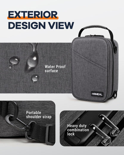 HOMEAL Smell Proof Stash Box，Smell Proof Containers with Combination Lock,Smell Proof Box,Smell Proof Stash Bag for Travel Gift for Man Women Dark Grey
