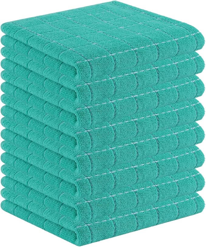 Homaxy 100% Cotton Terry Kitchen Towels, Checkered Designed, Soft and Super