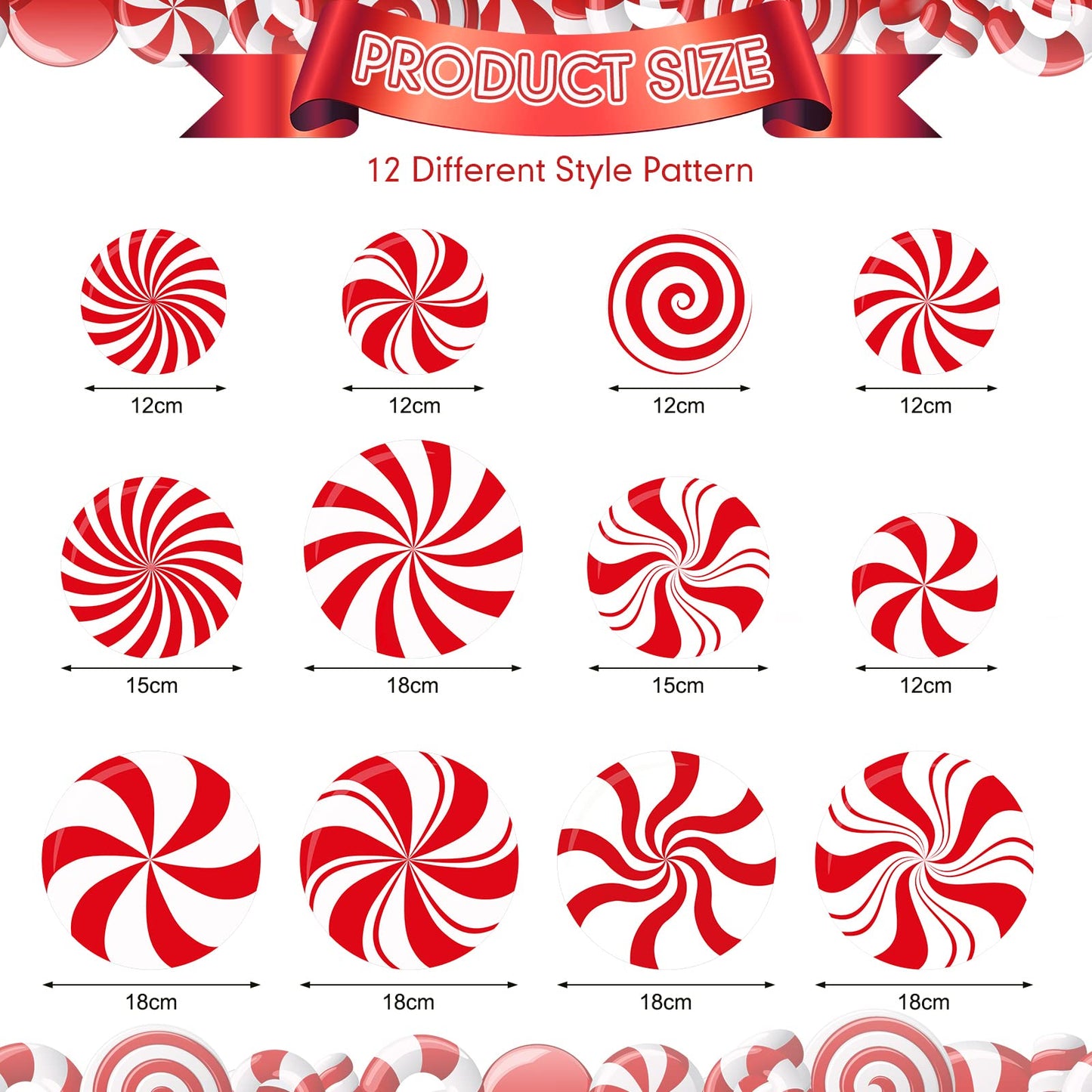 Funrous 54 Pcs Christmas Peppermint Candy Hanging Decorations Christmas Candies Ceiling Hanging Swirls Xmas Party Ceiling Whirl Streamers for Xmas Holiday Party Decor(Red White)