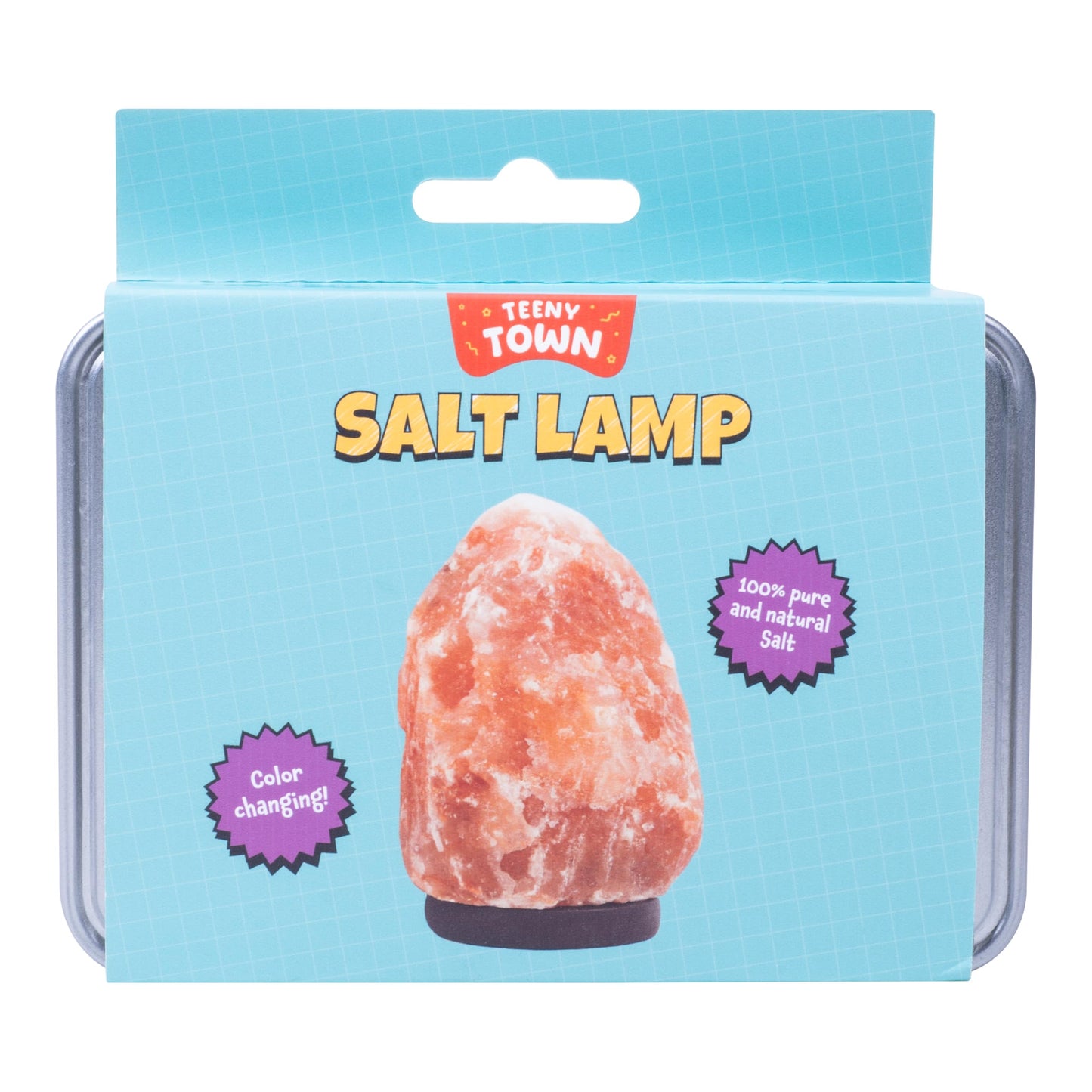 Fizz Creations Teeny Town Miniature Himalayan Salt Lamp – Battery-Operated LED Mood Light with Carry Case – Ideal for Desktops, Coffee Tables, and Small Spaces – Natural Orange Glow