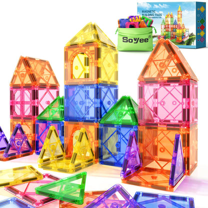 Magnetic Tiles Toddler Toys Magnetic Building Blocks for Kids Ages 3-12 STEM Educational Toys for Girls & Boys Sensory Play for Preschool Learning Birthday Chritmas Gift