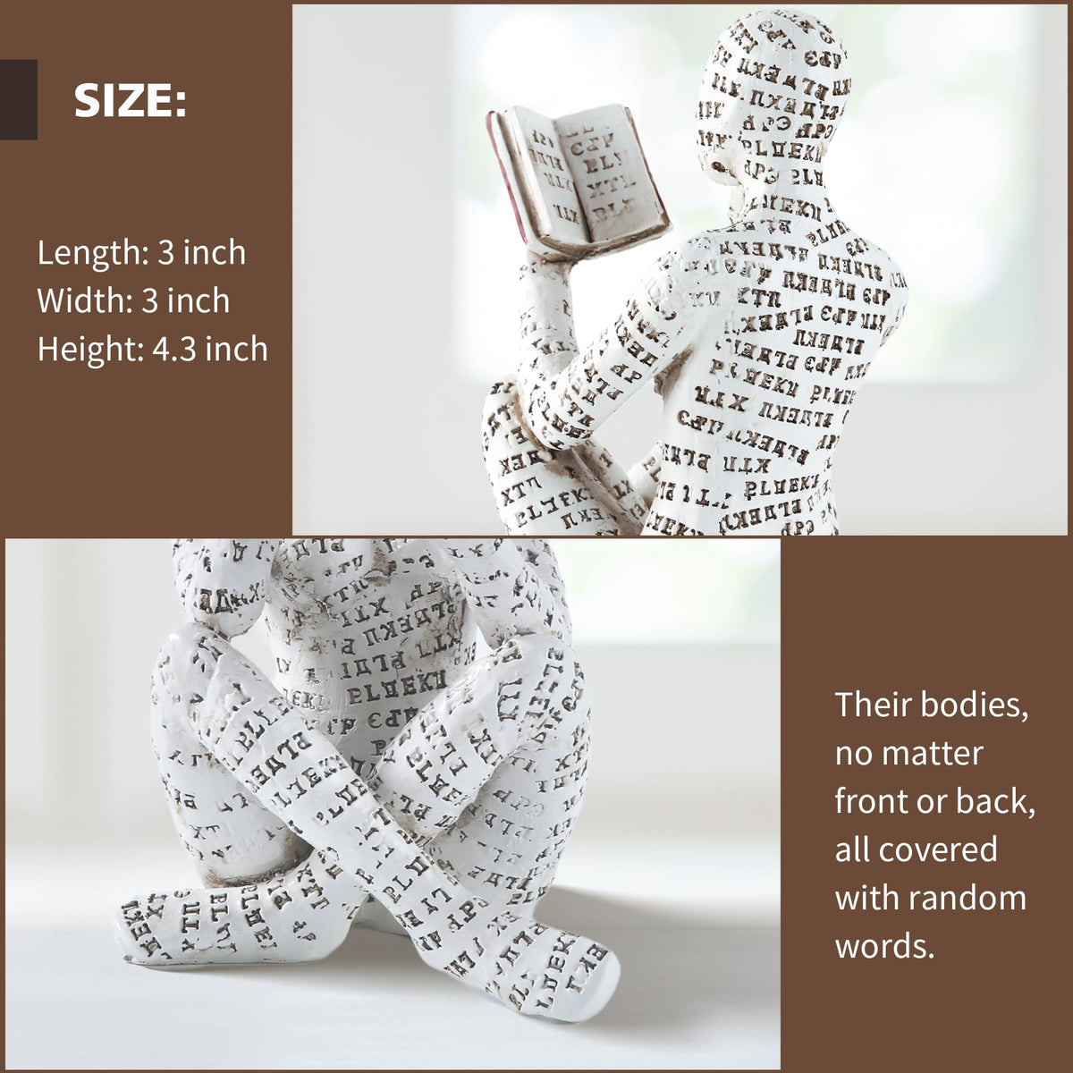 GRAPMKTG Home Decor Pulp Reading Women Thinker Statue Aesthetic Sculpture Room Decor Modern Abstract Decoration on Shelf Table Desk for Living Room Office Bedroom A
