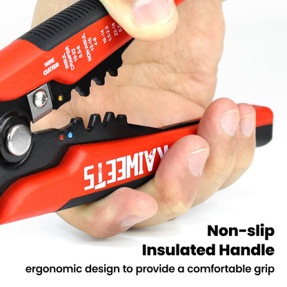 KAIWEETS Wire Strippers Electrical, 3 in 1 Wire Cutters, Electrical Tools Terminal Crimper for Electricians, Circuit, Distribution Box Repair, AWG 10-22, Pressure Adjust Rotary Switch, SK5 Cutter