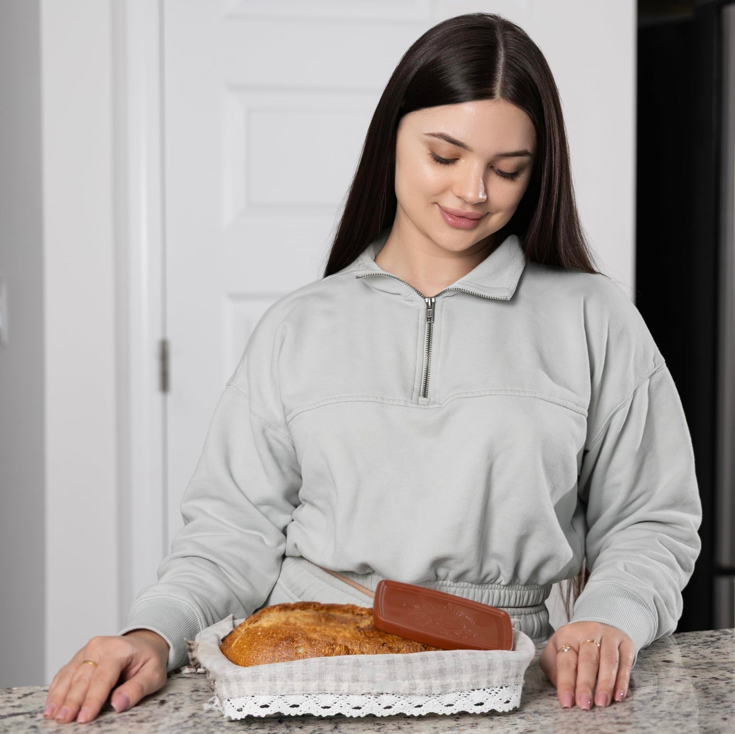 Fox Run Bread Warmer, 100% Terracotta Bread Warming Stone, Microwave & Oven Safe