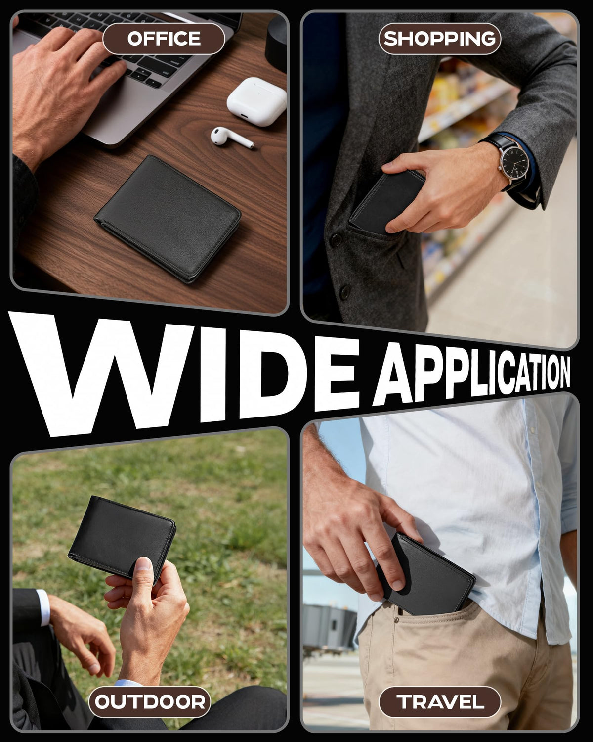 GNDR Wallet For Men Bifold Black RFID Blocking Slim Faux Leather Wallets Card Holder Front Pocket Minimalist Men Accessories With Gift Box