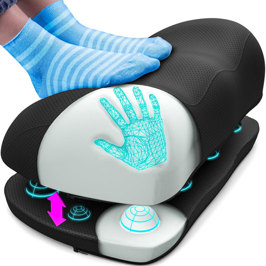 Everlasting Comfort Adjustable Cloud Foot Rest for Under Desk at Work with Pressure Point Nodes - Ergonomic Memory Foam Office Foot Stool & Desk Footrest for Gaming & Home Office