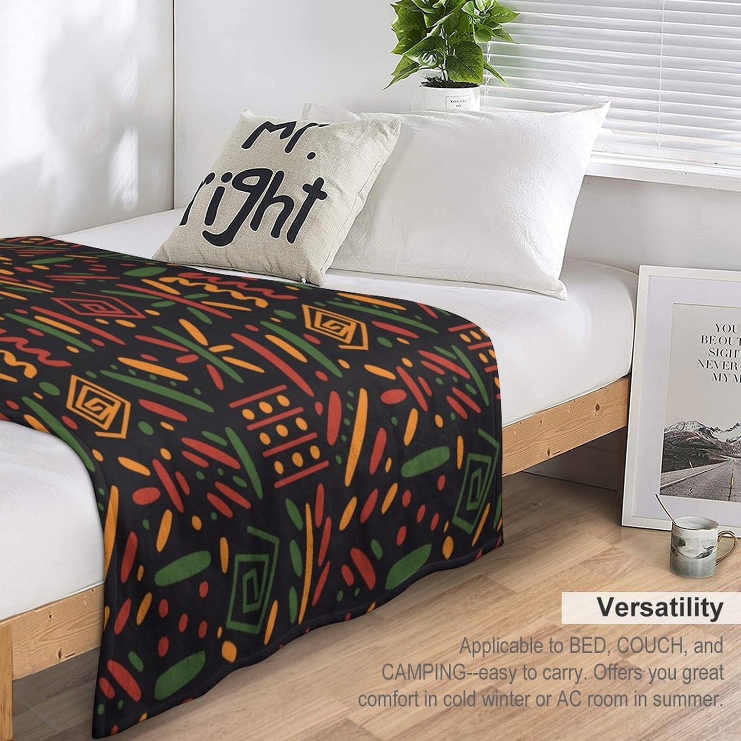 ZhiRain Traditional African Throw Blanket African Black History Month Juneteenth Blankets for Sofa Bed Couch Chair Or Dorm 50"x60"