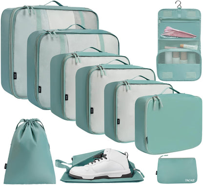 BAGAIL 10 Set Packing Cubes Various Sizes Packing Organizer for Travel Accessories Luggage Carry On Suitcase