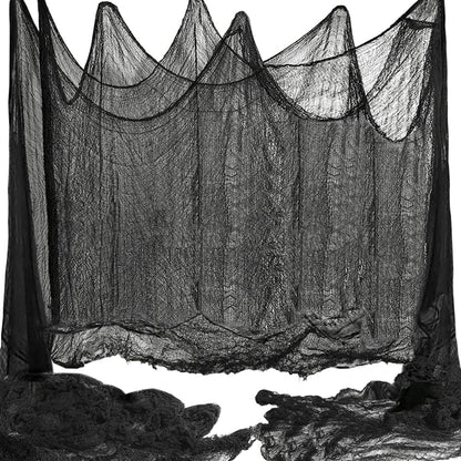 Niurui 400 x 39 inch Large Size Creepy Cloth Black Halloween Scary Spooky Cloth-Windows Doorways Gauze Cobweb Spider webs Decorations for Halloween Party Haunted House Decor