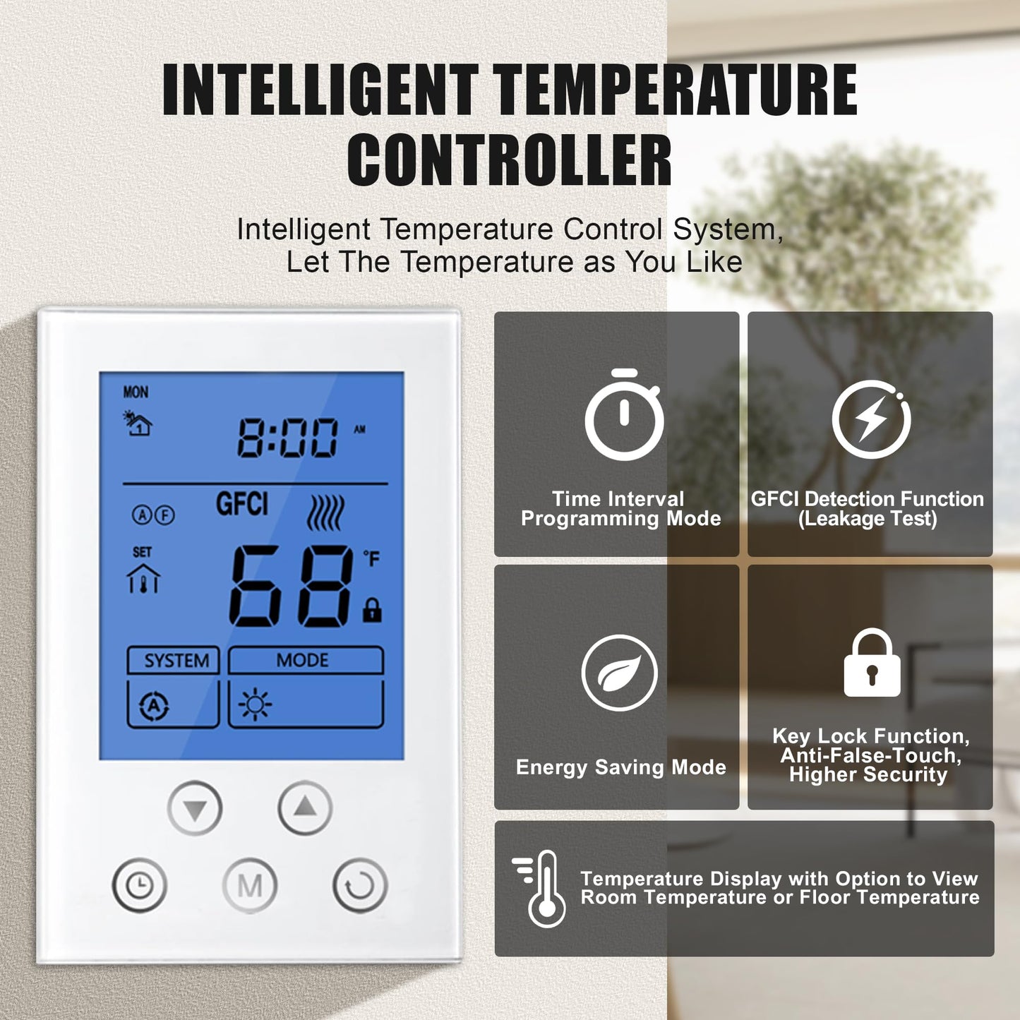 BLARALA Electric Radiant Floor Heating System, 30 Sq.ft Electric Heated Floor Mats for Bathroom, Includes Programmable Thermostat, Heat Mat, Installation Monitor, and Temperature Sensors