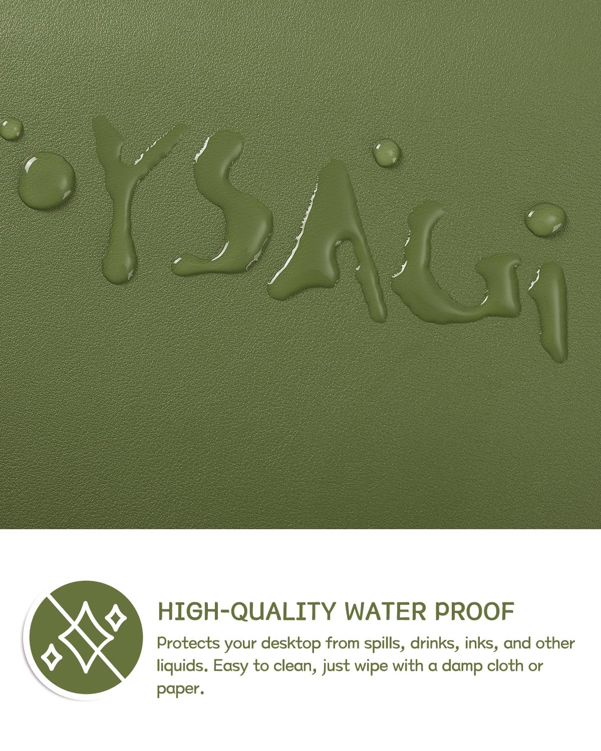 YSAGi Non-Slip Desk Pad, Waterproof PVC Leather Desk Table Protector, Ultra Thin Large Mouse Pad, Easy Clean Laptop Desk Writing Mat for Office Work/Home/Decor (60 x 35 cm, Grass Green)