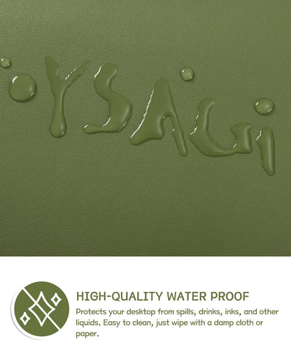 YSAGi Non-Slip Desk Pad, Waterproof PVC Leather Desk Table Protector, Ultra Thin Large Mouse Pad, Easy Clean Laptop Desk Writing Mat for Office Work/Home/Decor (60 x 35 cm, Grass Green)