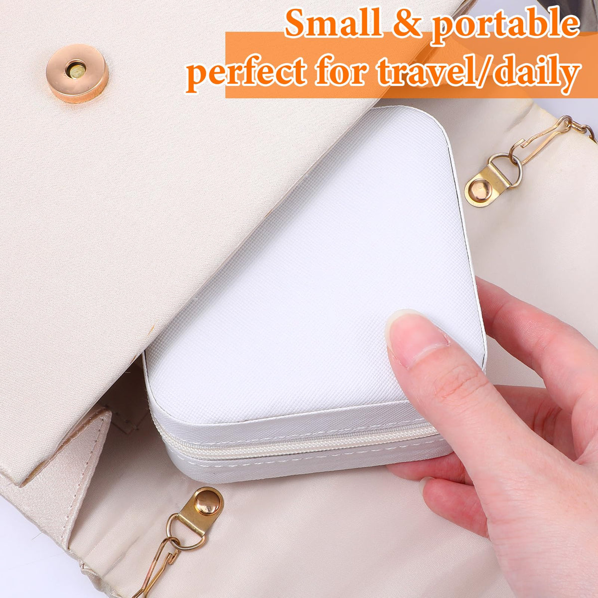 kenaeooe 12 Pack White Travel Jewelry Case, PU Leather Mini Jewelry Organizer Box, Portable Earring Storage Box for Women, Girls, Bridesmaid Gifts(3.94 x 3.94 x 1.97 Inches)