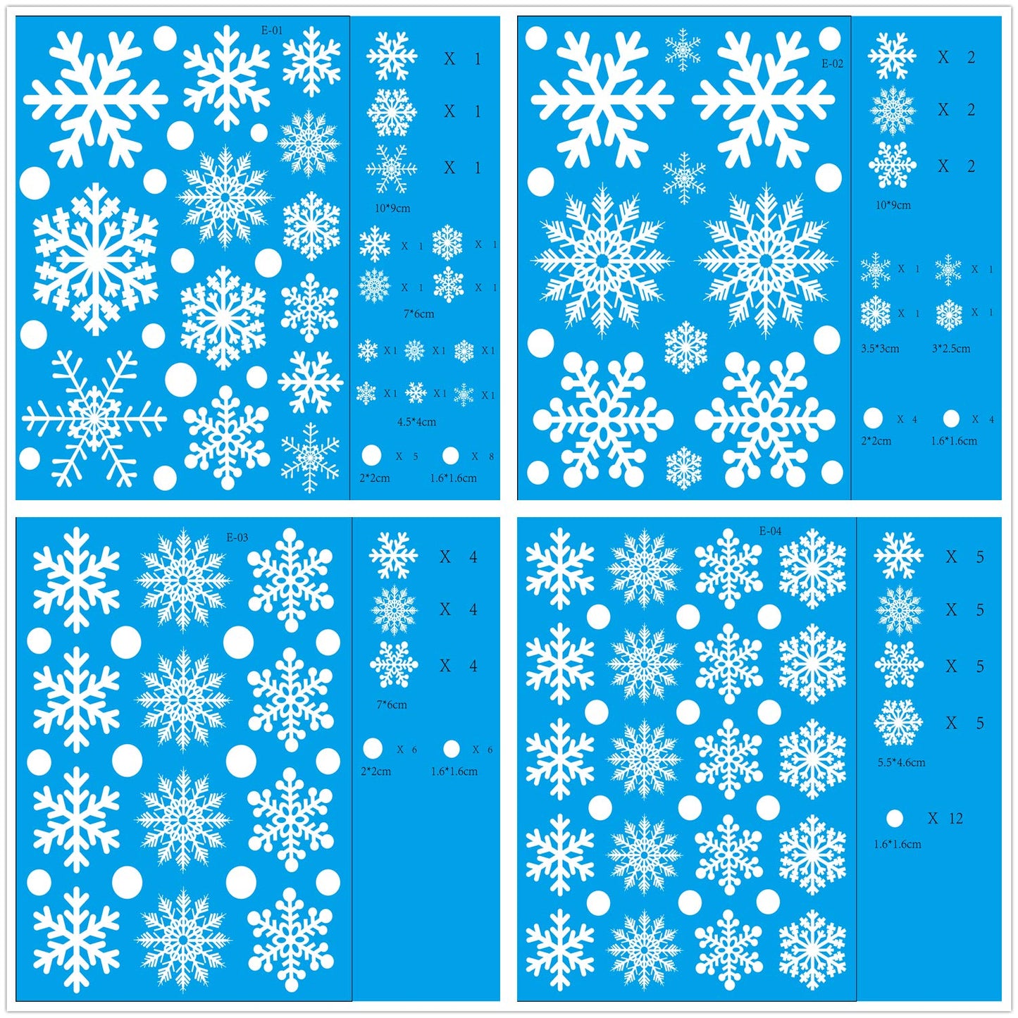 Q-BABY 200 PCS Christmas Decorations Window Clings Static Snowflakes Stickers for Christmas Window Decoration Ornaments