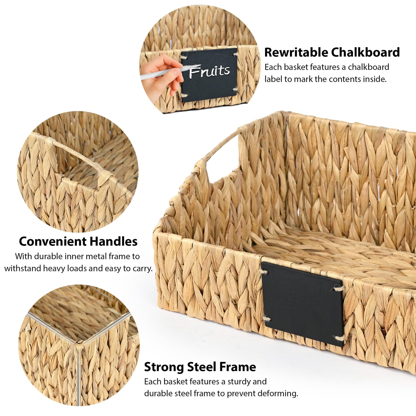 Ollieroo Rattan Storage Basket, Handwoven Wicker Basket for Storage with Built-in Handles, Pantry Baskets for Shelves, Bedroom, Bathroom, Laundry Room or Kitchen(Natural)