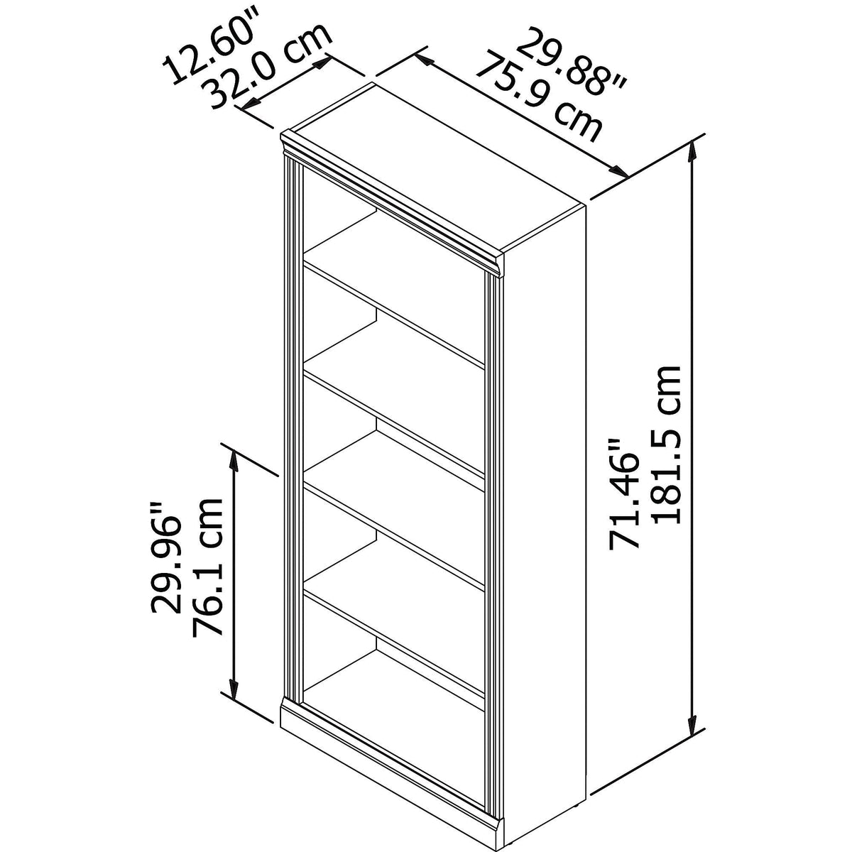 Bush Furniture Saratoga Tall 5 Shelf Bookcase in Harvest Cherry