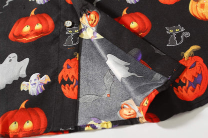 SSLR Mens Halloween Shirt, Short Sleeve Pumpkins Shirts Button Down Light Weight Causal(Large,Black(291))