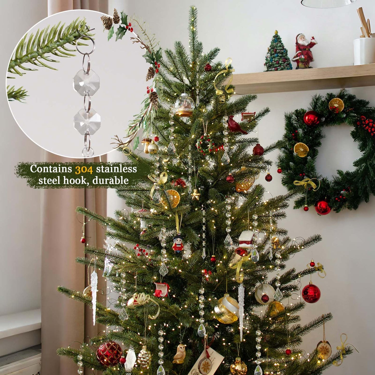 20 Pcs Crystal Prisms Hanging Assortment, Clear Teardrop & Icicle Chandelier Replacement Parts with Hooks, Multi-Shape Suncatchers for Windows Lamps Christmas Tree Home Party Decor (Clear, 20 Pcs)