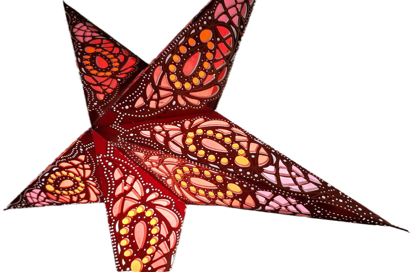 YEPSIO Lantern Lampshade Paper Star Light Shades Large 60cm Star Hanging Decorations for Christmas Wedding Home Decoration Birthday Party (Glitter Brown, Pink, Red)