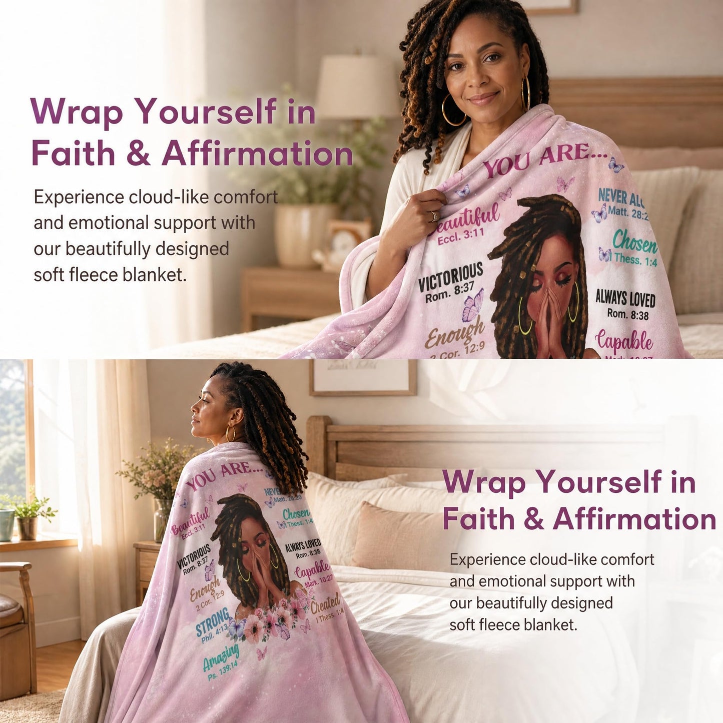 TRENDYNEST Throw Blanket, Soft Fleece Blanket with Inspirational Positive Thoughts and Quotes for Bedroom, Ideal as a Gift for Girls and Women 50x60 Inch