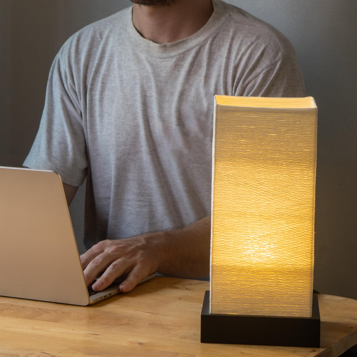 Import Nomad Unbound Dimmable Japanese Lamp Table Lantern • Small Warm Woven Glow Light • Nightstand Bedside Akari • Noguchi Style | UL Wire | Instructions + Lightbulb Included | (Ivory)