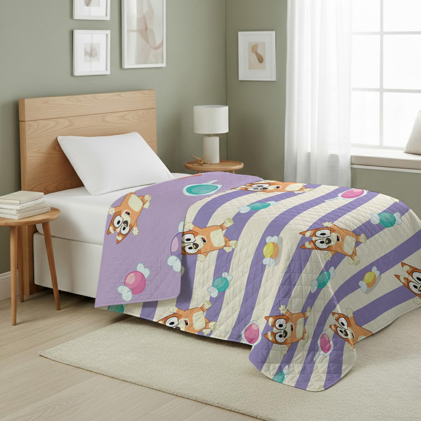 Northwest Bluey Bingo Candy Land Quilted Throw Blanket – Official Cartoon Throw Blanket Featuring Bluey, for Adults Boys Girls Bed, Couch, or Playroom, 60 x 80 Inches