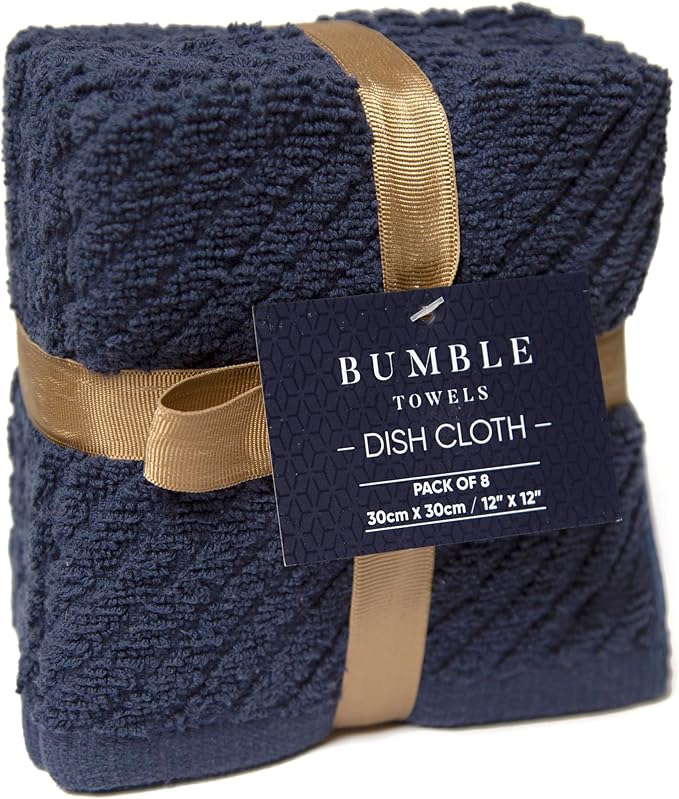 Bumble Towels Premium Kitchen Dish Cloths | 8 Pack | Diagonal Deluxe Dish Cloth