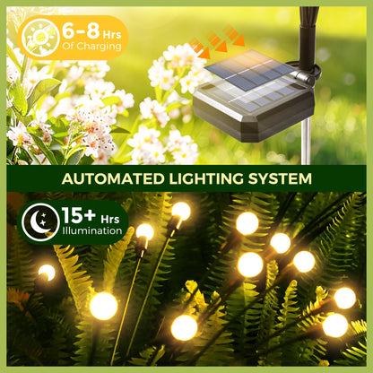 PATIOPIA Solar Lights Outdoor Garden, 20 LED Firefly Outdoor Garden Lights Waterproof, Solar Powered Swaying Light for Pathway, Yard, Patio Decoration (2 Pack,Warm White)