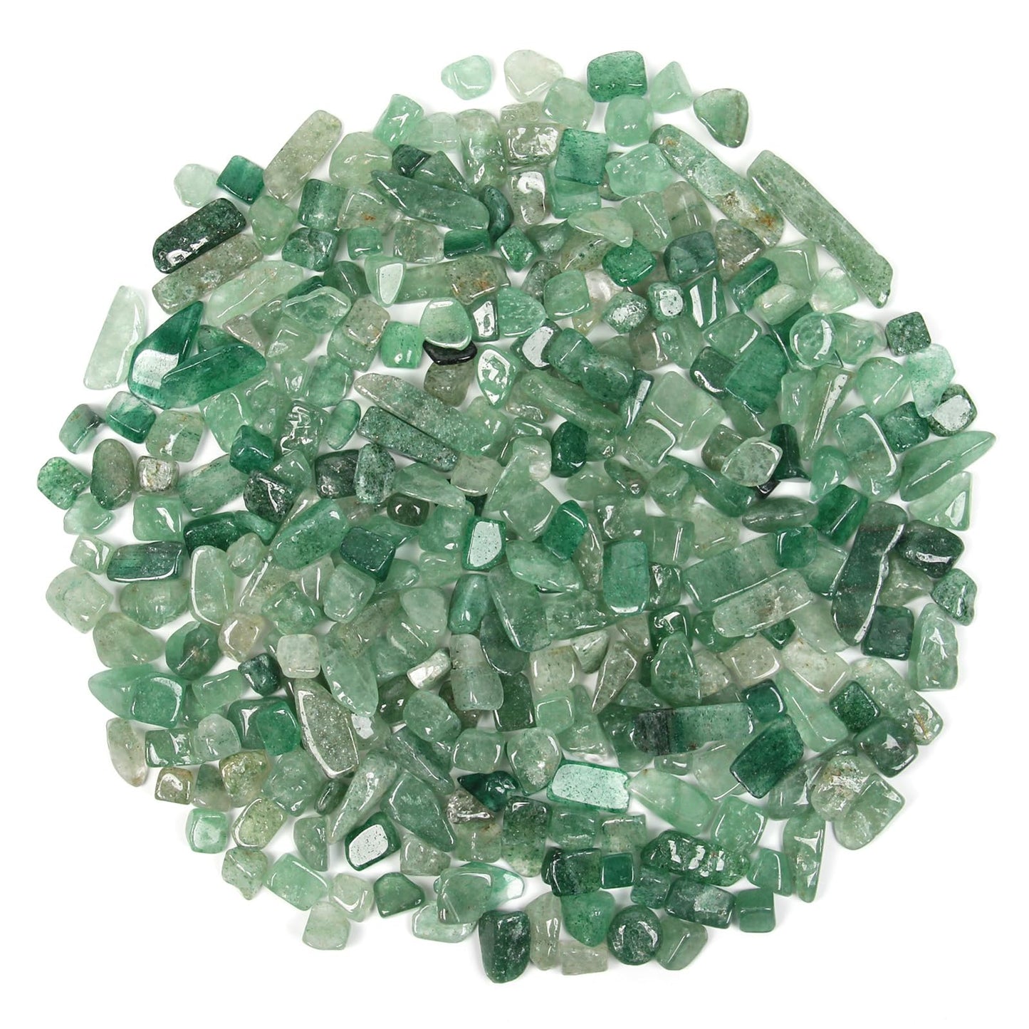 1.1lb Natural Crushed Green Strawberry Quartz Crystal Tumbled Chips-Healing Crystals Chips Bulk, Crushed Crystal Gemstones for Crafts, Beautiful Package for Gift(Green Strawberry Quartz)
