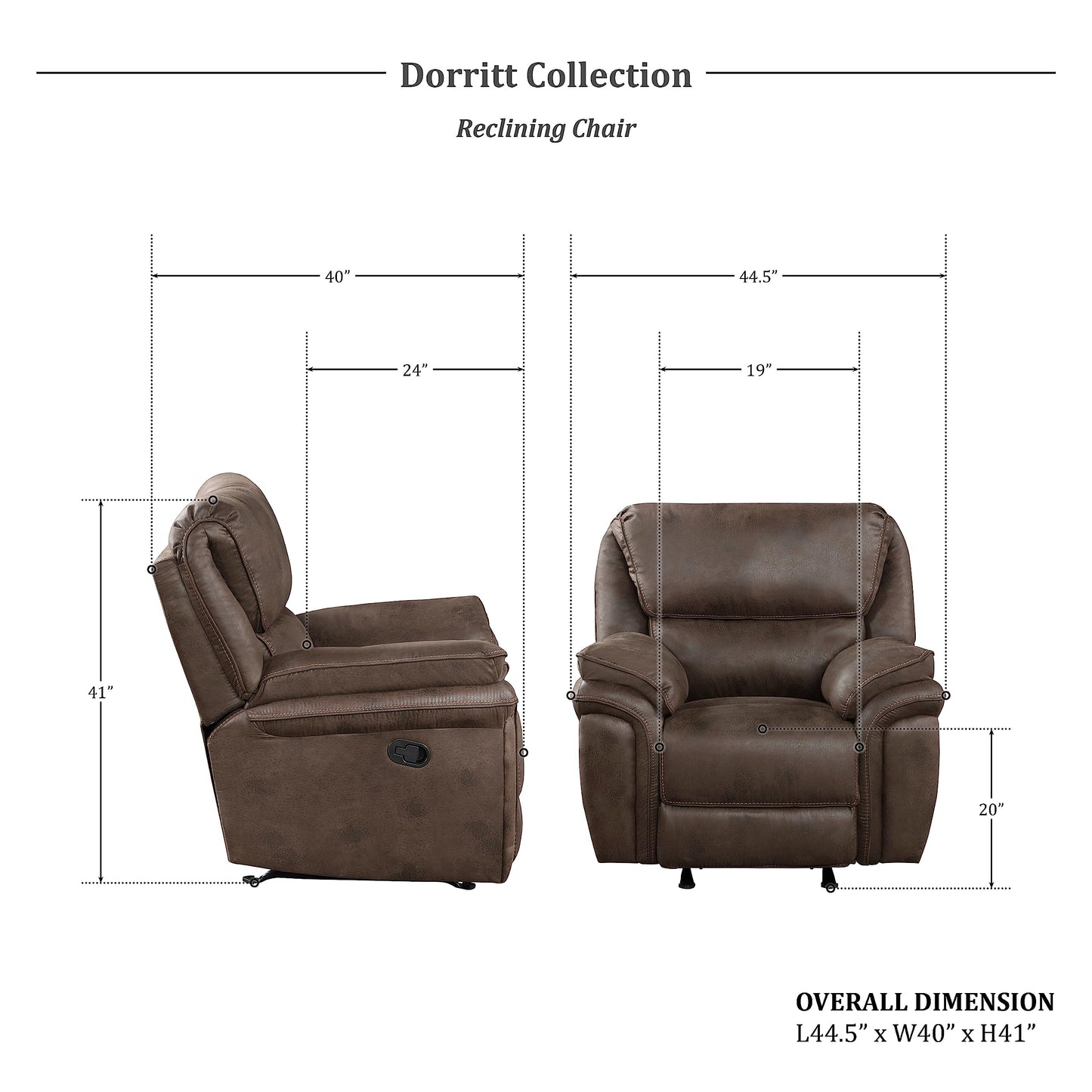 Lexicon Dorritt Microfiber Manual Rocker Reclining Chair, Brown