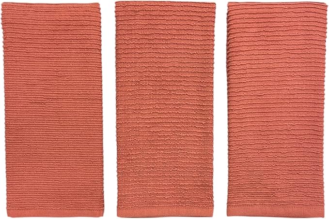 Serafina Home Peach Coral Salmon Kitchen Hand Dish Towels: Oversized 28" x 18"