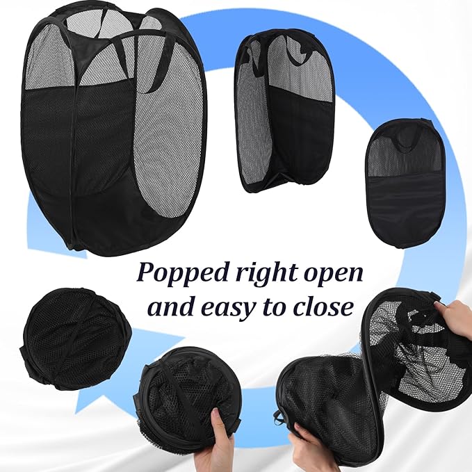 6Pcs Pop up Hampers for Laundry Foldable Mesh Laundry Hamper Baskets