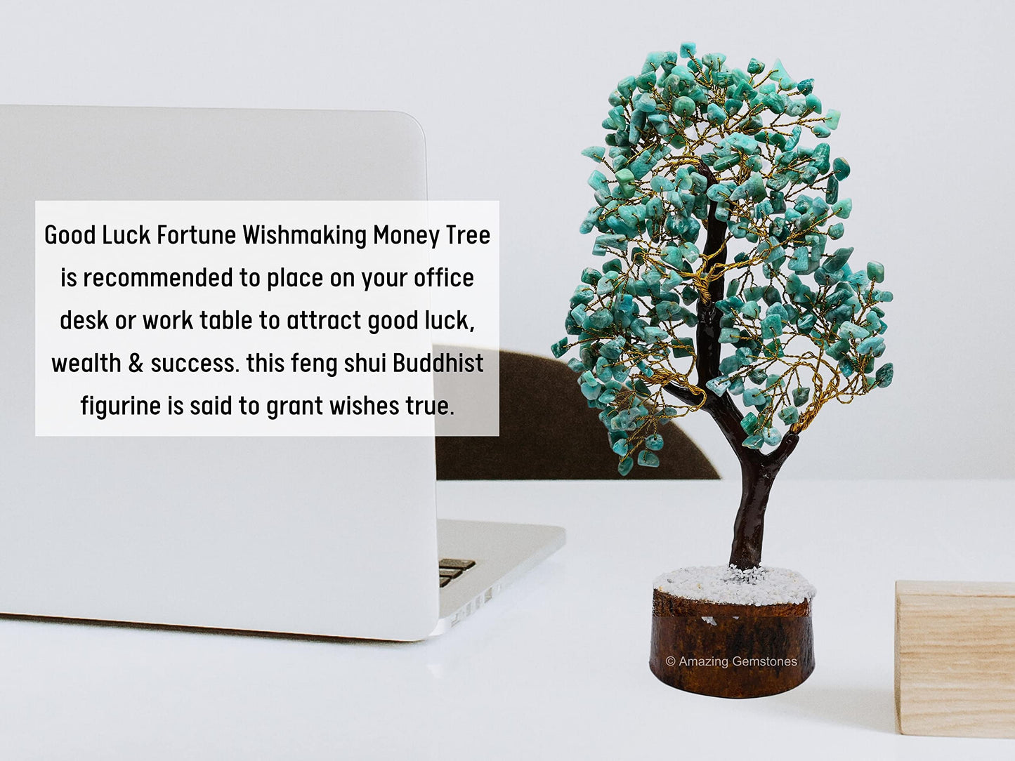 Amazonite Natural Healing Premium Crystal Bonsai Feng Shui Fortune Money Tree of Life for Home Office Decor (Gift Box Ready) (10-12 Inch)