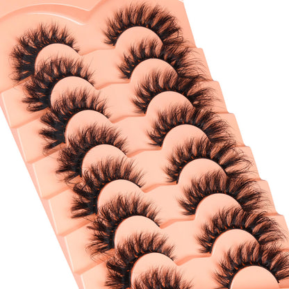 Mink Lashes Cat Eye Lashes Volume Fox Eye False Eyelashes Lashes Natural 6D D-Curly Volume Fake Eyelashes Soft Handmade Lashes that Look Like Extensions Lashes Pack