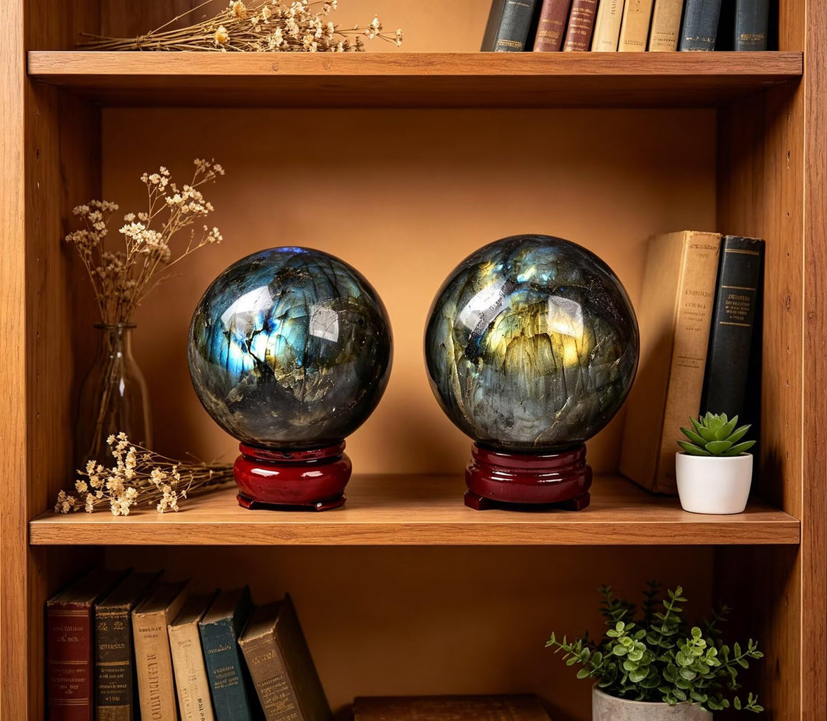 VIZYTOU Natural Blue Labradorite Stone Sphere Polished Rock Ball Healing Crystal Sphere with Stand for Reiki Meditation Home Decor Chakra Balancing Witchcraft 60-70MM/2.3-2.7"