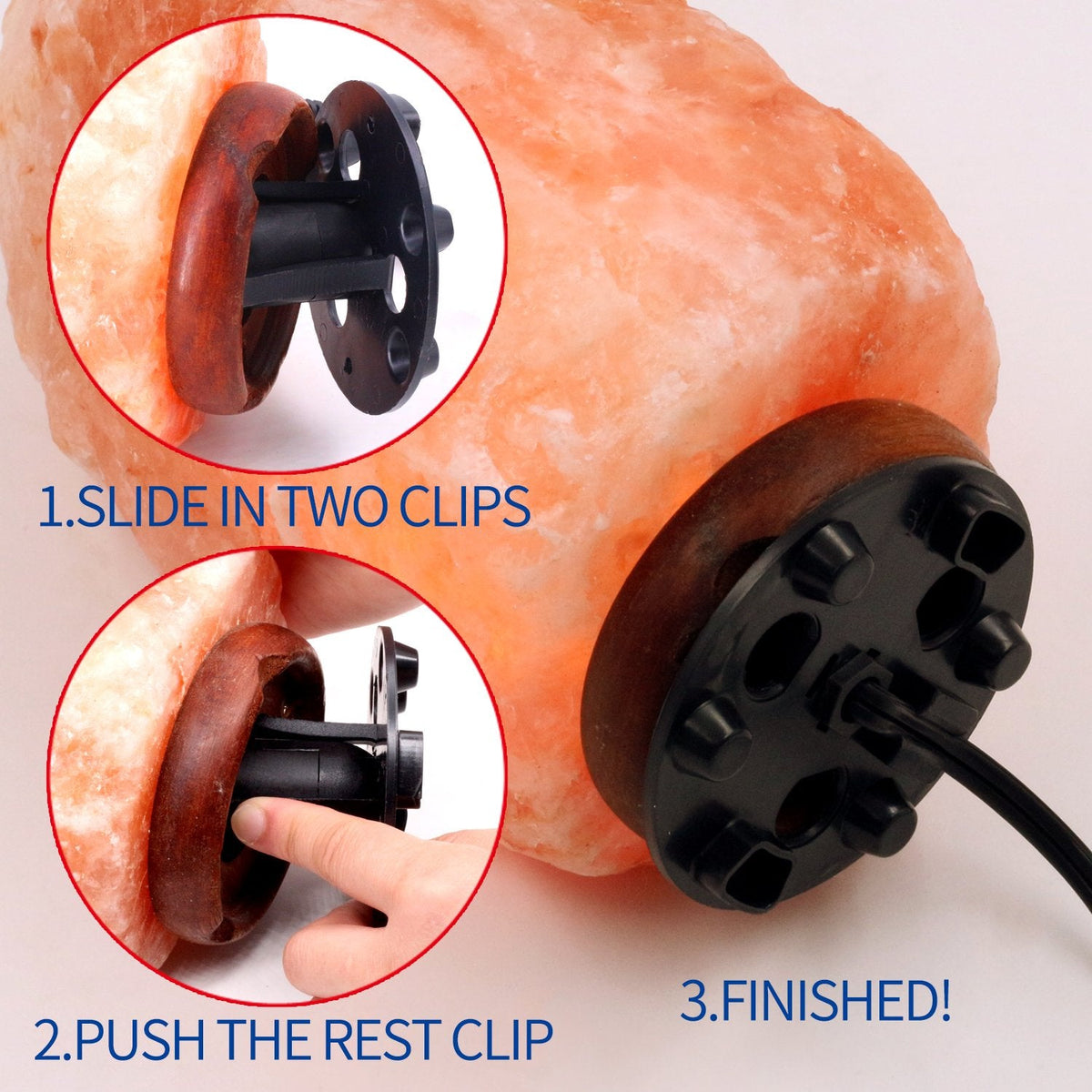 Betus [Original Replacement Upgraded Salt Lamp Power Cord with Dimmer Control Switch & Base Assembly for Himalayan Salt Lamps Power Cord - 6 Feet Long with Two Free 15W Bulbs