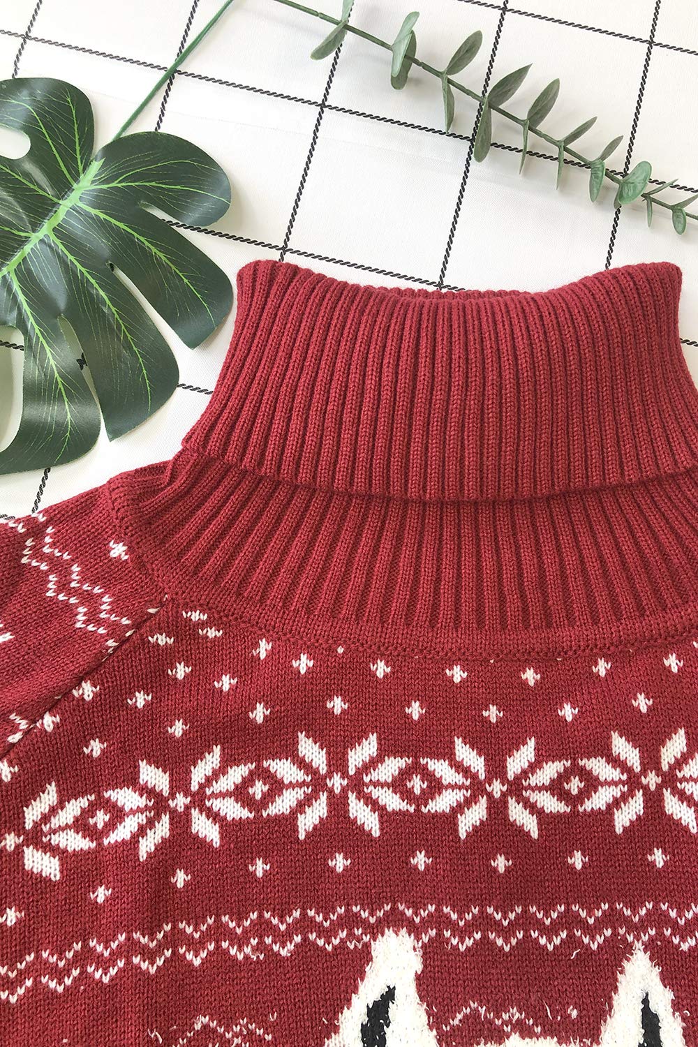 Jumppmile Womens Ugly Christmas Xmas Santa Funny Oversize Baggy Loose Turtleneck Pullover Sweater Dress Pockets Alpaca XL