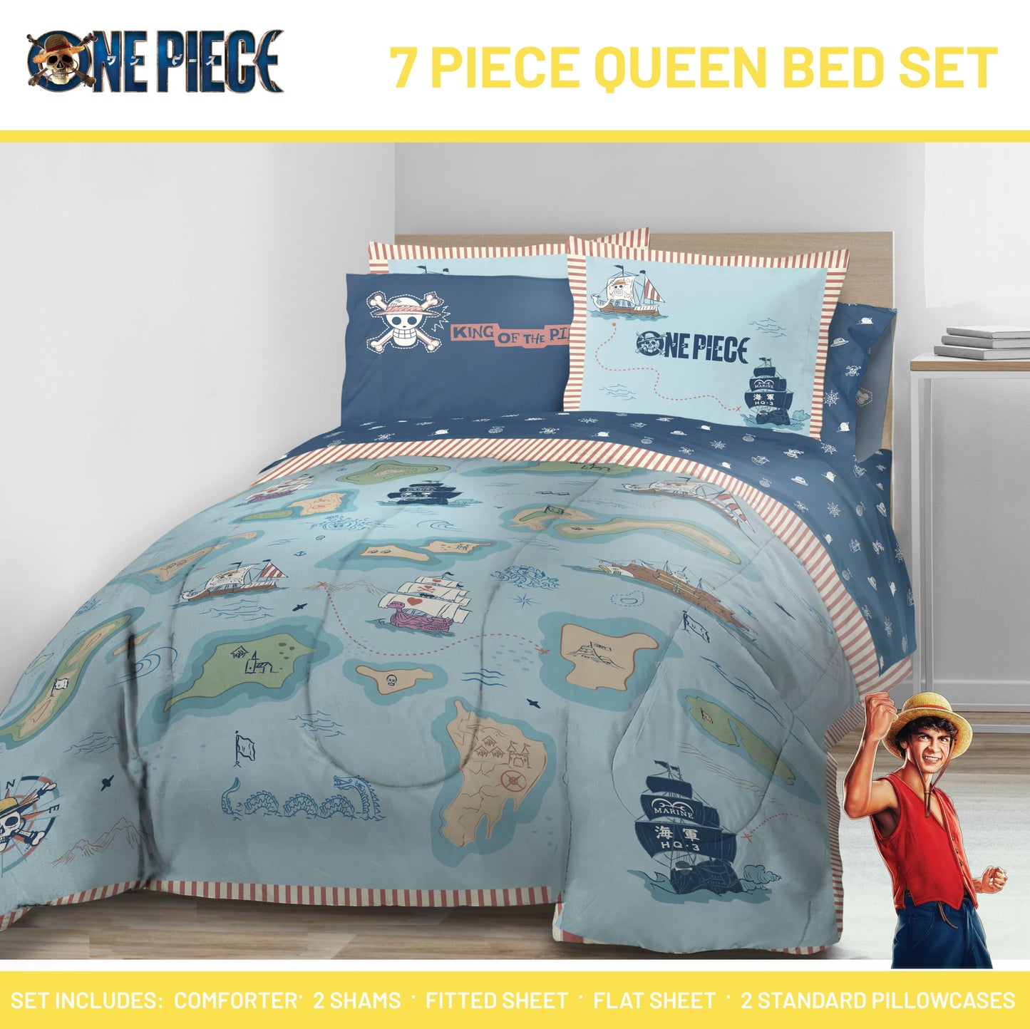 Jay Franco Kids Comforter Set Includes Sheets and Pillow Covers - Soft and Cozy Bed Set for Stylish Room Decor, Official Licensed Bedding, Multi - One Piece, 7 Piece Queen