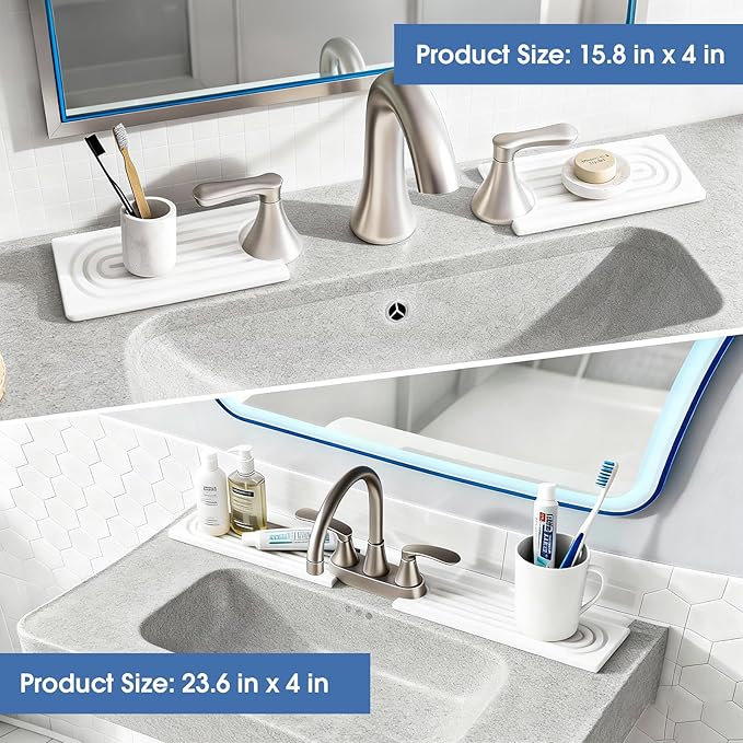 Kitchen Sink Faucet Mat, Water Absorbent Diatomite Stone Sink Tray, Diatomite