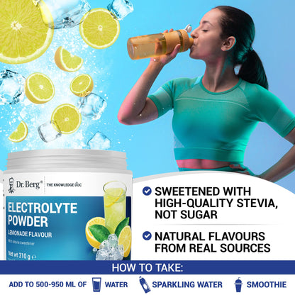 Dr. Berg Zero Sugar Hydration Keto Electrolyte Powder - Enhanced w/ 1000 mg of Potassium & Real Pink Himalayan Salt (NOT Table Salt) - Lemonade Flavor Hydration Drink Supplement - 50 Servings