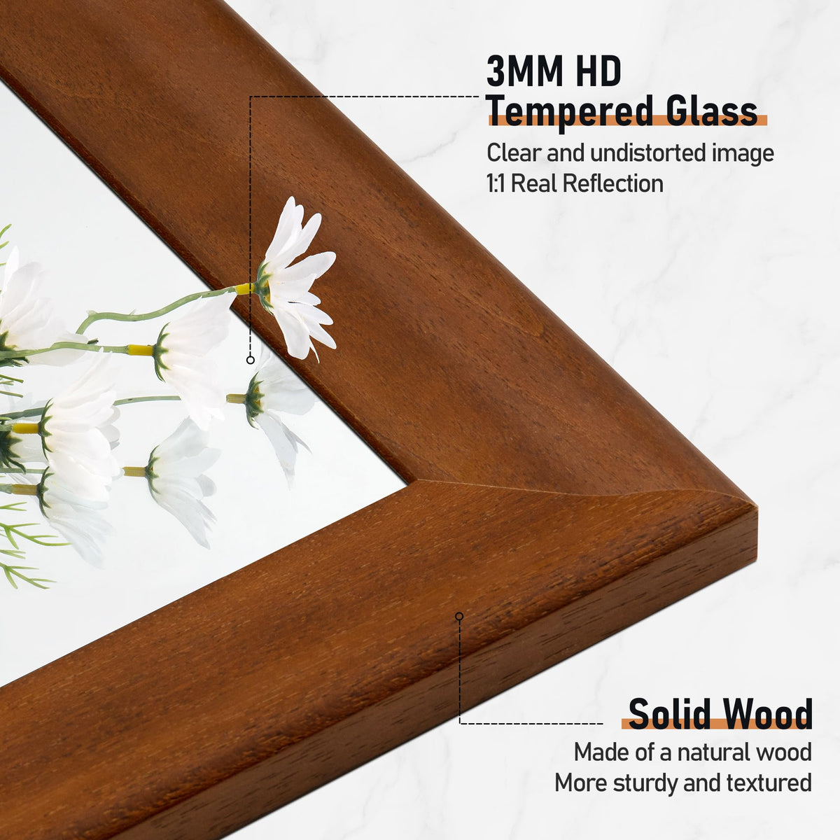 CULER Rustic Wood Wall Mirror for Bathroom,Rectangle 24 x 36 inch Hanging Vanity Mirrors with Wooden Frame for Living Room,Bedroom,Entryway(Walnut Brown)