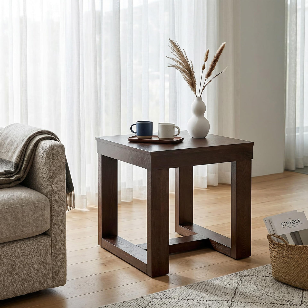 Signature Design by Ashley Watson Classic Oversized Square End Table, Dark Brown