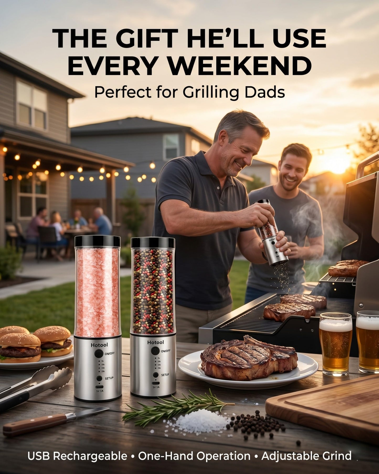 Larger Capacity Electric Salt and Pepper Grinder Set, Rechargeable Salt and Pepper Shakers Set, Kitchen Gadgets Salt and Pepper Mill,Perfect Dad Gifts