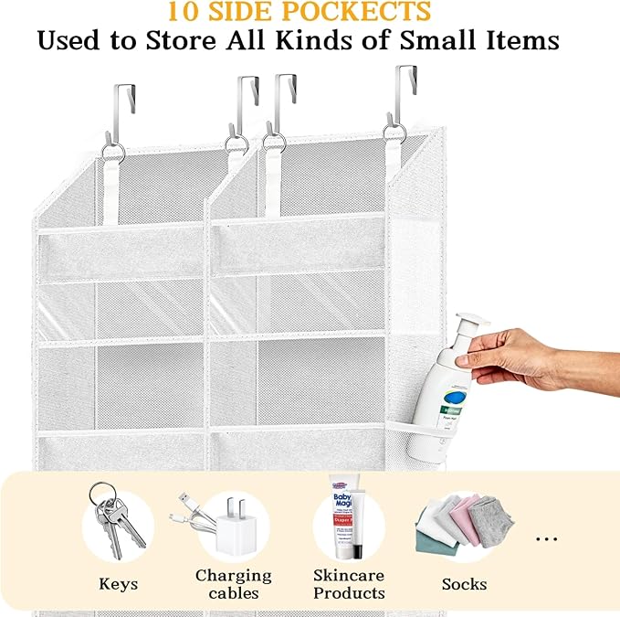 Over The Door Organizer 5 Tiers, Extra Large Behind Door Storage of 10