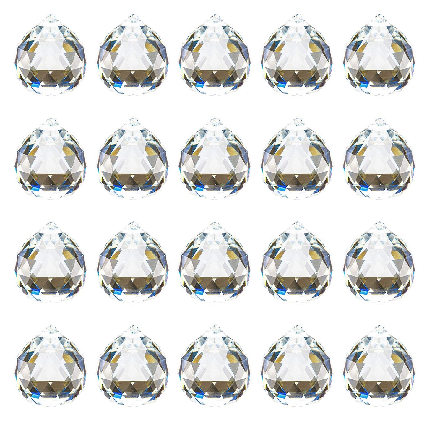 Yesland 20 Pack Upgraded Crystal Ball Prism 40mm / 1.57 Inch Decorative Ball - Suncatcher Rainbow Pendants Maker - Perfect for Chandelier Window & Wedding Decoration